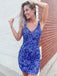 New Arrival V-neck Sequin Mermaid Homecoming Dresses, HDS0046