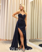 Sexy Charming Sequin And Tulle Spaghetti Straps V-Neck Sleeveless Side Slit Mermaid Long Prom Dresses,PDS0650