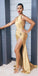 Gold Mismatched Mermaid Side Slit Soft Satin Bridesmaid Dresses, TYP0035