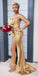 Gold Mismatched Mermaid Side Slit Soft Satin Bridesmaid Dresses, TYP0035