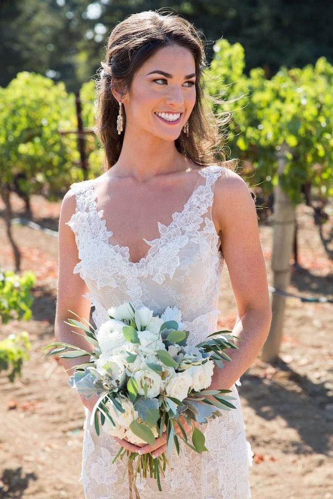Ivory Lace Appliques Nude Sleeveless Backless Mermaid Wedding Dresses, TYP1413