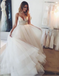 Stunning V-neck Sleeveless Long Cheap Ivory Wedding Dresses with Beading, TYP1325