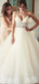 Stunning V-neck Sleeveless Long Cheap Ivory Wedding Dresses with Beading, TYP1325