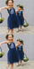 Cute A-Line Round Neck Navy Blue Tulle Flower Girl Dresses with Sequins, TYP1155