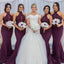Halter Mermaid Grape Long Bridesmaid Dress with Appliques, TYP1756