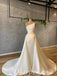Elegant White Satin Strapless Sleeveless Side Mermaid Long Prom Dresses,PDS0814