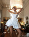 A-Line White Ruffle Sweetheart Strapless Women Mini Dresses Homecoming Dresses, PDS0564