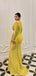 Sexy Yollow V-Neck Full-Sleeve Pleat Long Mermaid Evening Dresses PDS1074