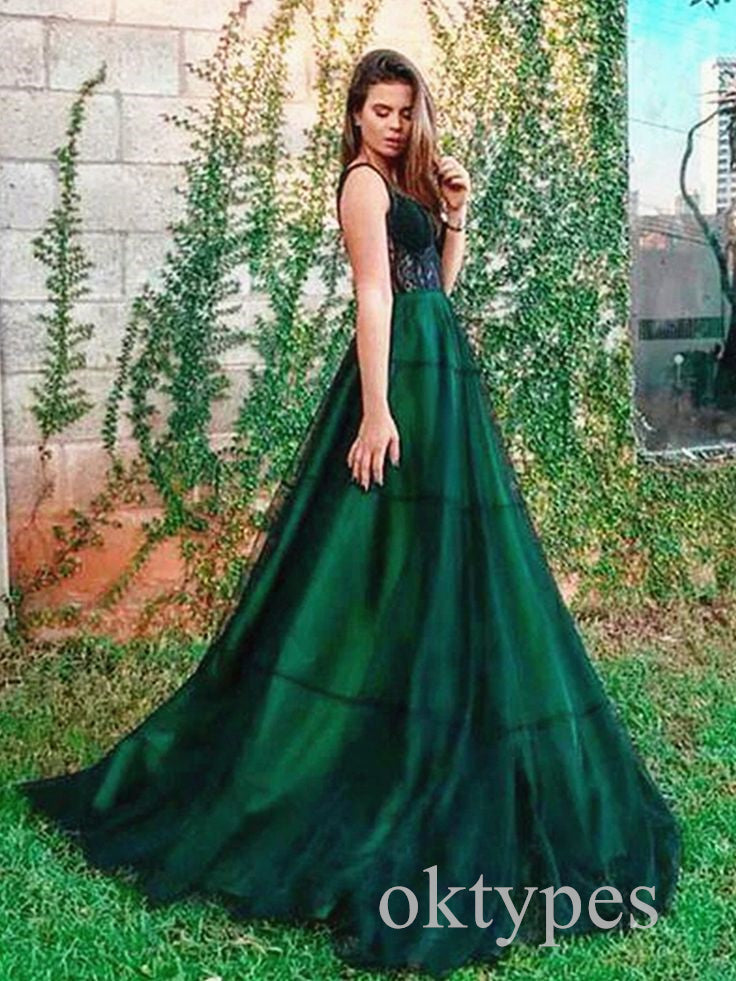 Dark Green Sweetheart Sleeveless A-line Long Women Prom Dresses PDS1277