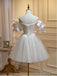 Beautiful White Appliqued Off Shoulder Women Mini Dresses Homecoming Dresses, PDS0558