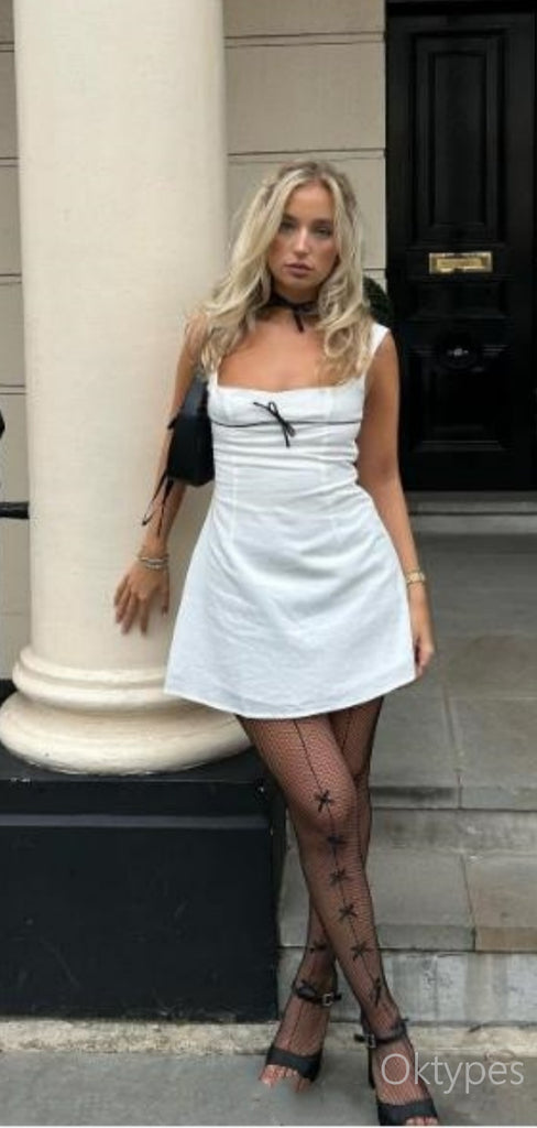 Square Unique White Spaghetti Strap A-Line Women Mini Dresses Homecoming Dresses, PDS0569