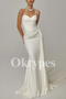 Modern Fit and Flare Bridal Gown Sleeveless Satin Wedding Dress with Ruched Bodice