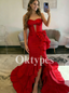 Red Corset Prom Dress with Tiered Ruffles and Sexy Cut-out Detail Evening Dresses