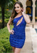 Sparkly Blue One Shoulder Sexy Mini Dresses Homecoming Dresses, PDS0589