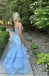 Blue Princess Mermaid Spaghetti Strap Ruffle Women Floor-Length Prom Dresses PDS1218