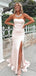 Pink Simple Strapless Side Slit Floor-Length Prom Dresses PDS1165