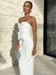 Elegant Flower Whiter Strapless Mermaid Floor-Length Prom Dresses PDS1153