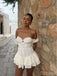 Sweetheart Simple White Off Shoulder Mini Dresses Homecoming Dresses, PDS0600