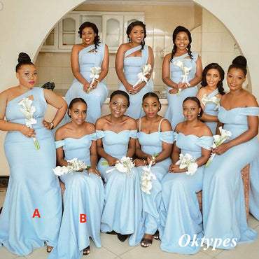 Mismatched Soft Satin Sleeveless Mermaid Floor Length Bridesmaid Dresses, BDS0323