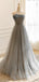 Sparkly Tulle Sliver A-Line Strapless Floor-Length Prom Dresses PDS1105