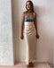 Cozy Blue-Beige Spaghetti Strap Square Floor-Length Prom Dresses PDS1095