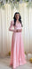 Princess Pink Full Sleeve A-Line Floor-Length Prom Dresses PDS1127