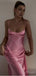 Pink Spaghetti Strap Jewel Women Floor-Length Prom Dresses PDS1209