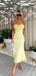 Elegant Lemon Flower-Neck Strapless Women Tea-Length Prom Dresses PDS1201