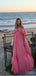 Soft Pink Off Shoulder A-Line Ruffle Floor-Length Women Prom Dresses PDS1233