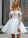 Alluring White Word Shoulder Appliqued Flower A-Line Mini Dresses Homecoming Dresses, PDS0588