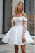 Alluring White Word Shoulder Appliqued Flower A-Line Mini Dresses Homecoming Dresses, PDS0588