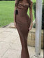 Sexy Brown Strapless Mermaid Floor-Length Prom Dresses PDS1147