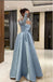 Blue Sparkly Sweetheart Empire A-Line Floor-Length Prom Dresses PDS1187