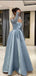 Blue Sparkly Sweetheart Empire A-Line Floor-Length Prom Dresses PDS1187