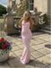 Sexy Pink Square Bodycon Flower Mermaid Floor-Length Prom Dresses PDS1141