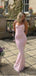 Sexy Pink Square Bodycon Flower Mermaid Floor-Length Prom Dresses PDS1141