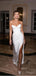 Cute White Strapless Side Slit Mermaid Floor-Length Prom Dresses PDS1144