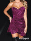 Shiny Special Fabric Sweetheart V-Neck Mermaid Mini Dresses/ Homecoming Dresses,PDS0506