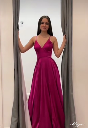 Women Elegant Orchid Deep-V-Neck Long Mermaid Evening Dresses PDS1072