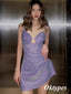 Sparkly Spaghetti Straps A-Line Mini Dresses/ Homecoming Dresses,PDS0505