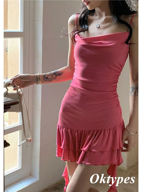 Sweety Pink Spaghetti Straps Mermaid Mini Dresses/ Homecoming Dresses,PDS0510
