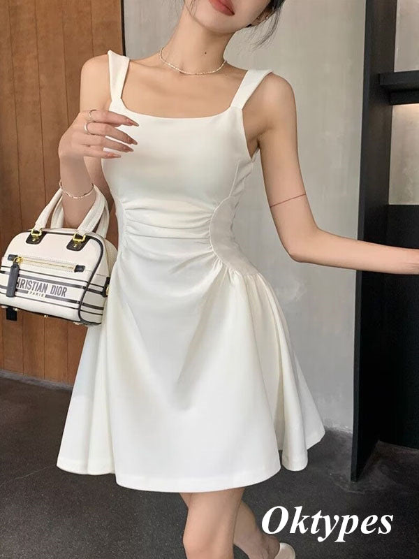 Elegant White Satin Spaghetti Straps Sleeveless A-Line Short Prom Dresses/Homecoming Dresses,PDS0500