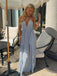 Sexy V-Neck Spaghetti Strap Sky-Blue Women Floor-Length Prom Dresses PDS1202