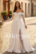 Off-the-Shoulder Lace Wedding Dress with High Slit and Long Sleeves