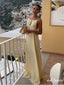 Sexy Lemon Round-Neck Spaghetti Strap Backless Floor-Length Prom Dresses PDS1084