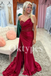 Burgundy One Shoulder Prom Dress with Sequin Embroidery and High Slit