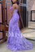 Lilac Evening Dress featuring Sheer Corset Bodice and High Slit Prom Dress off shoulder