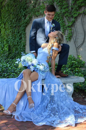 Mermaid Prom Dress Off-the-Shoulder Lace Evening Dress Train with Floral Lace Overlay