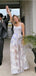 See Through Appliqued Square White Floor-Length Prom Dresses PDS1100