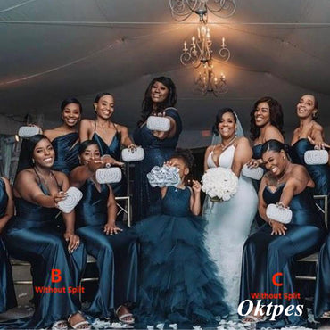 Mismatched Soft Satin Sleeveless Mermaid Floor Length Bridesmaid Dresses, BDS0322